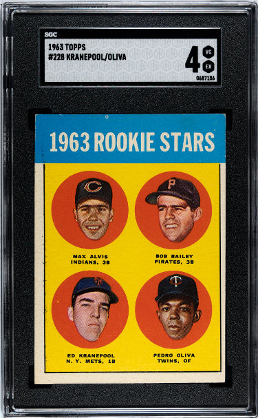 Tony Oliva/Ed Kranepool 1963 Topps Rookie Card (RC) #228- SGC Graded 4 VG-EX (Max Alvis/Bob Bailey) - Collectible-Powers Sports Memorabilia