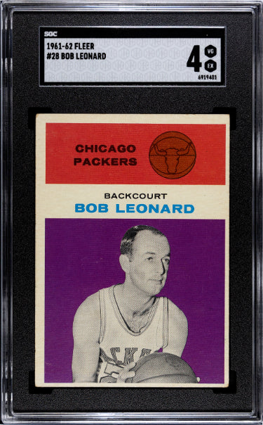Bob/Bobby Leonard 1961-62 Fleer Card #28- SGC Graded 4 VG-EX (Chicago Packers/3X ABA Champ)-Powers Sports Memorabilia