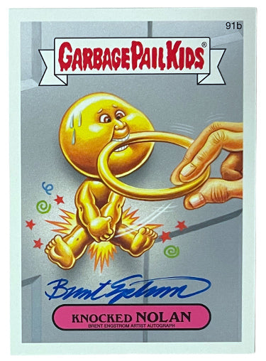 2014 Topps Garbage Pail Kids Brent Engstrom Artist Autographed Knocked Nolan Card #91b-Powers Sports Memorabilia