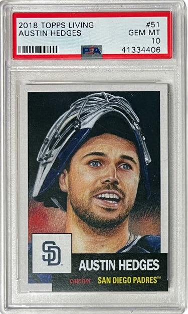 Austin Hedges 2018 Topps Living Baseball Card #51- PSA Graded 10 Gem Mint (San Diego Padres)-Powers Sports Memorabilia
