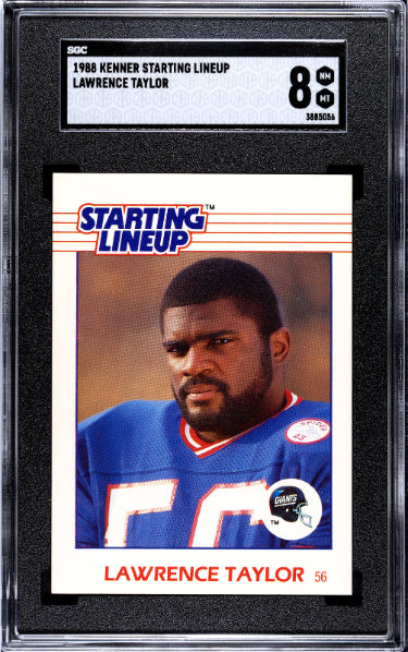 Lawrence Taylor 1988 Kenner Starting Lineup Card- SGC Graded 8 NM-MT (New York Giants/HOF)-Powers Sports Memorabilia