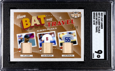 Albert Pujols 2022 Leaf Lumber Have Bat Will Travel Bronze Card #HBT-01- /30- SGC Graded 9 Mint (Cardinals/Angels/Dodgers)-Powers Sports Memorabilia