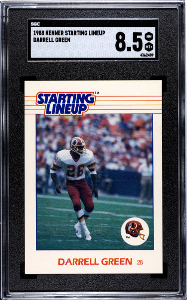Darrell Green 1988 Kenner Starting Lineup Card- SGC Graded 8.5 NM-MT+ (Washington/HOF/2X SB Champ)-Powers Sports Memorabilia