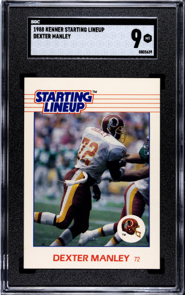 Dexter Manley 1988 Kenner Starting Lineup Card- SGC Graded 9 MT (Washington/HOF/2X SB Champ)-Powers Sports Memorabilia
