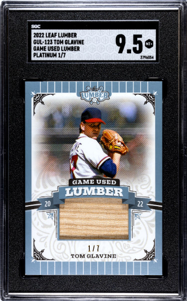 Tom Glavine 2022 Leaf Lumber Game Used Lumber Platinum Card #GUL-123- /7- SGC Graded 9.5 Mint+ (Atlanta Braves)-Powers Sports Memorabilia