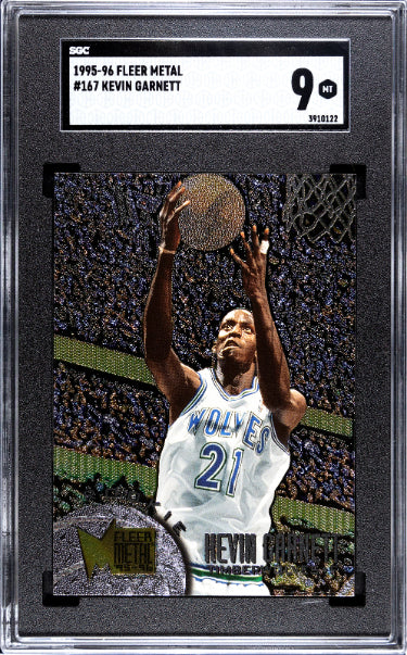 Kevin Garnett 1995-96 Fleer Metal Rookie Card (RC) #167- SGC Graded 9 Mint (Minnesota Timberwolves/HOF)-Powers Sports Memorabilia