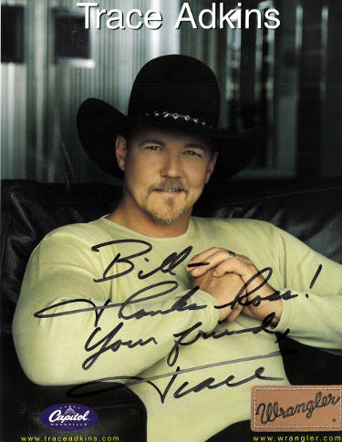 Trace Adkins Autographed Capitol Records Wrangler 8x10 Photo To Bill, Your Friend?Çô COA-Powers Sports Memorabilia