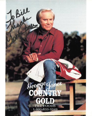 George Jones Autographed County Gold Pet Foods 8x10 Photo To Bill, Thanks?Çô Beckett Review-Powers Sports Memorabilia