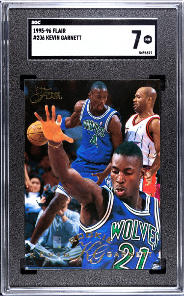 Kevin Garnett 1995-96 Flair Rookie Card (RC) #206- SGC Graded 7 NM (Minnesota Timberwolves/HOF)-Powers Sports Memorabilia