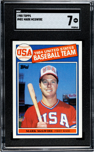 Mark McGwire 1985 Topps Rookie Card (RC) #401- SGC Graded 7 NM (Team USA)-Powers Sports Memorabilia