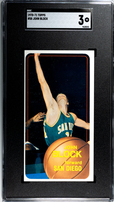 John Block 1970-71 Topps Card #58- SGC Graded 3 VG (San Diego Rockets)-Powers Sports Memorabilia