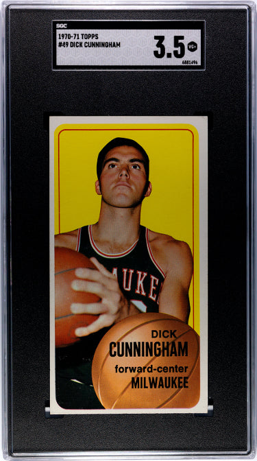 Dick Cunningham 1970-71 Topps Card #49- SGC Graded 3.5 VG+ (Milwaukee Bucks/1971 NBA Champ)-Powers Sports Memorabilia