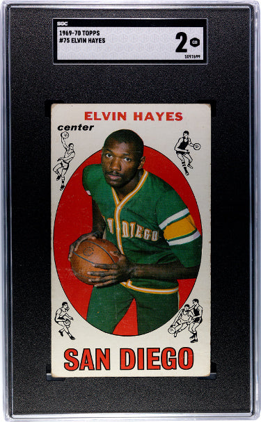 Elvin Hayes 1969-70 Topps Card #75- SGC Graded 2 Good (San Diego/Houston Rockets/HOF/12XAS)-Powers Sports Memorabilia