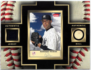 2003 Mariano Rivera Authentic Jersey Ball Card 5x6.5 Stand Up Display NY Yankees Upper Deck-Powers Sports Memorabilia
