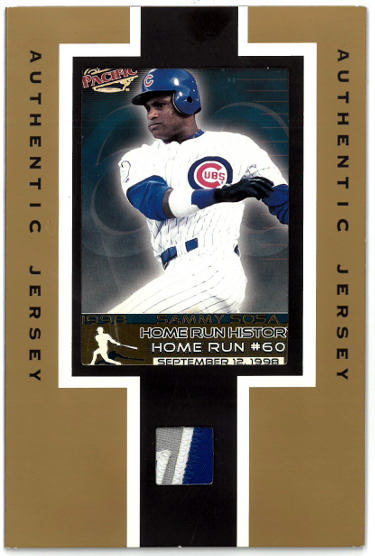 1998 Sammy Sosa Authentic Jersey, Card 4x6 Stand Up Display Chicago Cubs HR?Çô Upper Deck-Powers Sports Memorabilia