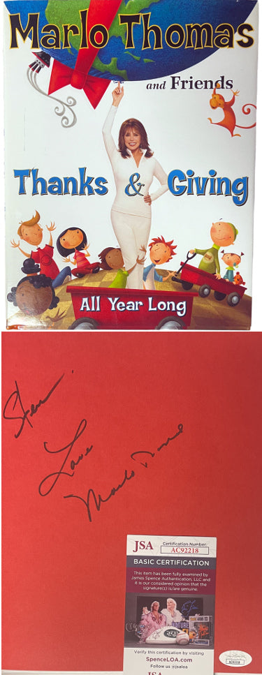 Marlo Thomas Autographed 2004 Thanks & Giving: All Year Long Hardcover Book To Steve, Love- JSA #AC92218-Powers Sports Memorabilia