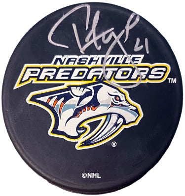 Tom Fitzgerald Autographed Official Nashville Predators NHL Hockey Puck #21- Predators COA (Captain/2009 Stanley Cup)-Powers Sports Memorabilia