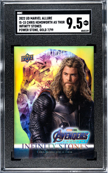 2022 Upper Deck Marvel Allure Chris Hemsworth as Thor Infinity Stones- Power Gold #IS-15- /99- SGC Graded 9.5 Mint+-Powers Sports Memorabilia