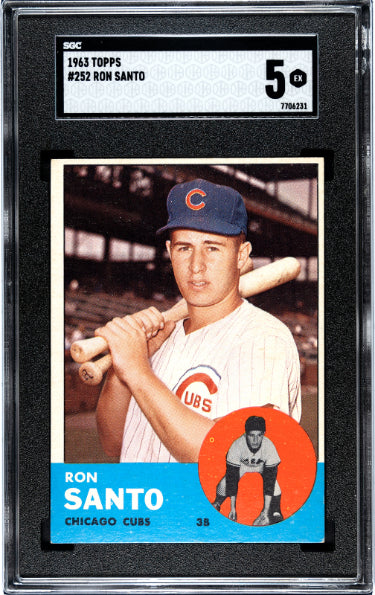 Ron Santo 1963 Topps Card #252- SGC Graded 5 EX (Chicago Cubs/HOF/9XAS)-Powers Sports Memorabilia
