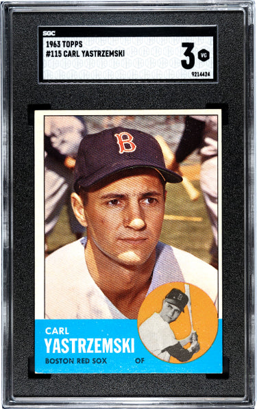 Carl Yastrzemski 1963 Topps Card #115- SGC Graded 3 VG (Boston Red Sox/HOF)-Powers Sports Memorabilia