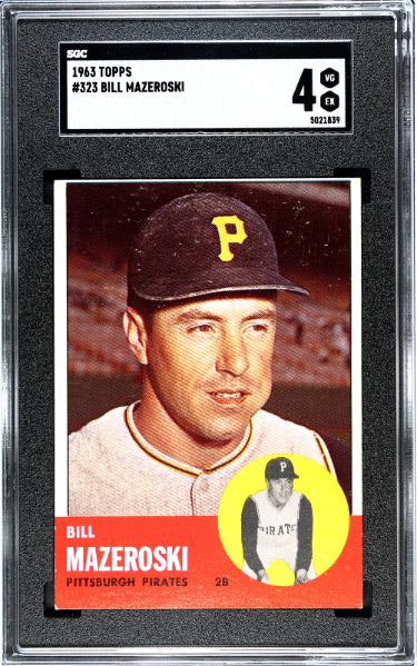 Bill Mazeroski 1963 Topps Card #323- SGC Graded 4 VG-EX (Pittsburgh Pirates/HOF)-Powers Sports Memorabilia