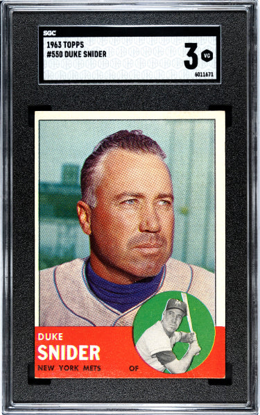 Duke Snider 1963 Topps Card #550- SGC Graded 3 VG (New York Mets/HOF)-Powers Sports Memorabilia