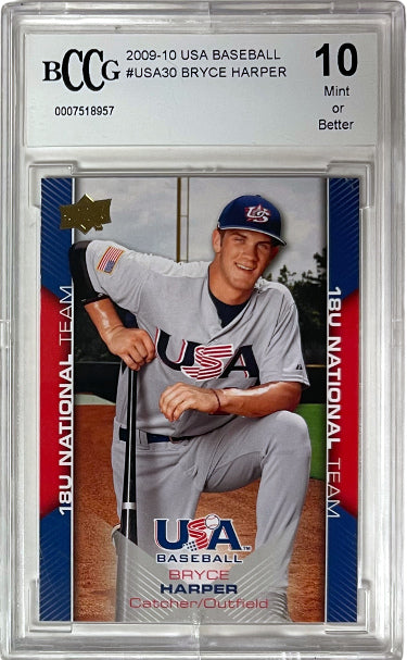 Bryce Harper 2009-10 Upper Deck USA Baseball Boxset Card #USA30- BCCG Graded 10 Mint or Better-Powers Sports Memorabilia