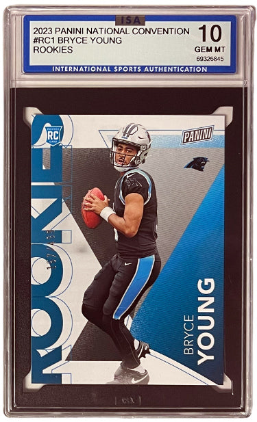 Bryce Young 2023 Panini National Convention Rookie Card (RC) #RC1- /199- ISA Graded 10 Gem Mint (Carolina Panthers)-Powers Sports Memorabilia