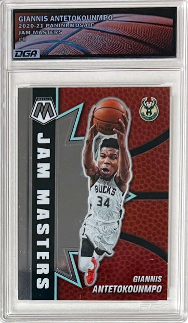 Giannis Antetokounmpo 2020-21 Panini Mosaic Jam Masters Card #9- DGA Graded Authentic (Milwaukee Bucks)-Powers Sports Memorabilia