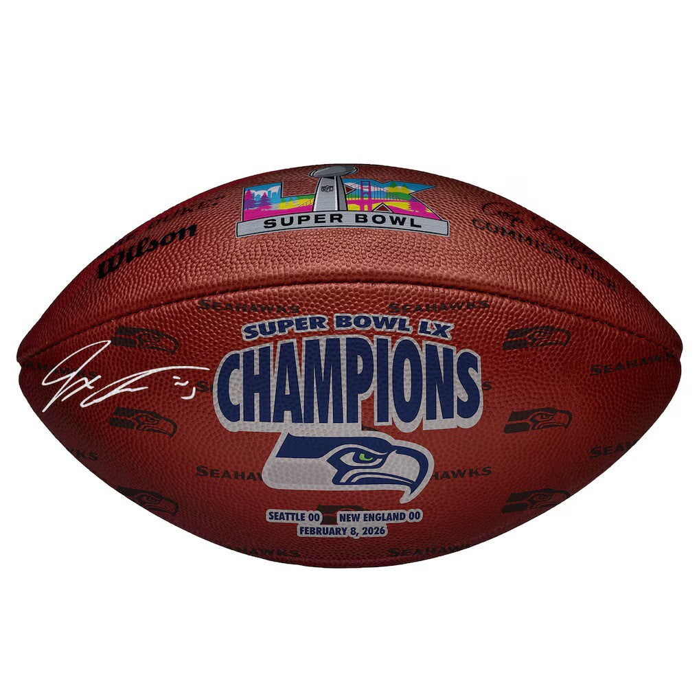 Jaxon Smith-Njigba Seattle Seahawks Autographed Super Bowl LX Champions Wilson Duke Football (PRE SALE)-Powers Sports Memorabilia