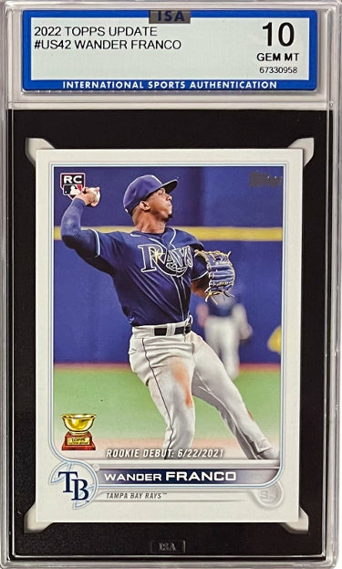 Wander Franco 2022 Topps Update Rookie Card (RC) #US42- ISA Graded 10 Gem Mint (Tampa Bay Rays)-Powers Sports Memorabilia