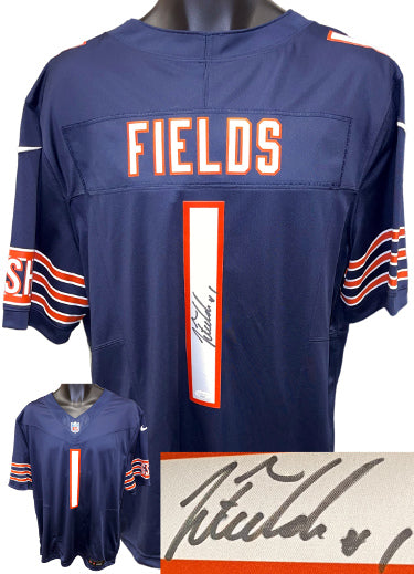 Justin Fields Autographed Chicago Bears Navy NFL Nike Game Jersey #1 XL- JSA #AU30346-Powers Sports Memorabilia