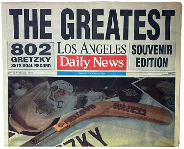 Wayne Gretzky 802 Goal ?ǣThe Greatest?ǥ Los Angeles Daily News March 31st 1994 Souvenir Edition- Corner Imperfection-Powers Sports Memorabilia