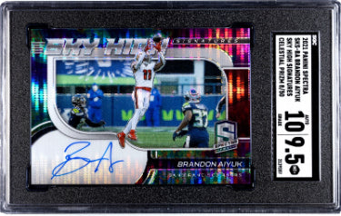 Brandon Aiyuk Autographed 2021 Panini Spectra Sky High Signatures Celestial Prizm Auto Card #SKS-BA- /50- SGC Graded 9.5 Mint+/10 A-Powers Sports Memorabilia