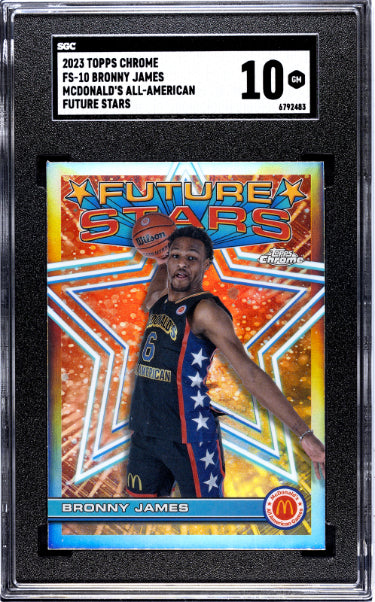 Bronny James 2023 Topps Chrome McDonald's All-American Future Stars Rookie Card (RC) #FS-10- SGC Graded 10 Gem Mint (Lakers/USC)-Powers Sports Memorabilia