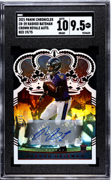 Rashod Bateman Autographed 2021 Panini Chronicles Crown Royale Red Rookie Auto Card #CR-28 (RC) /75- SGC Graded 9.5 Mint+/10 Auto-Powers Sports Memorabilia