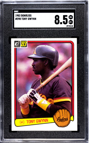 Tony Gwynn 1983 Donruss Baseball Rookie Card (RC) #598- SGC Graded 8.5 NM-MT+ (San Diego Padres/HOF)-Powers Sports Memorabilia