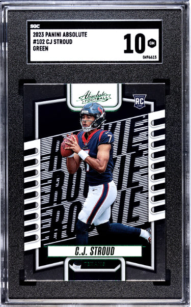 CJ/C.J. Stroud 2023 Panini Absolute Green Rookie Card (RC) #102- SGC Graded 10 Gem Mint (Houston Texans)-Powers Sports Memorabilia