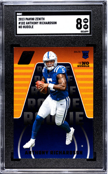 Anthony Richardson 2023 Panini Zenith No Huddle Rookie Card (RC) #102- SGC Graded 8 NM-MT (Indianapolis Colts)-Powers Sports Memorabilia