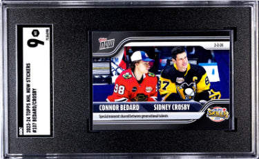 Connor Bedard/Sidney Crosby 2023-24 Topps NHL Now Stickers Rookie Card (RC) #107- SGC Graded 9 Mint-Powers Sports Memorabilia