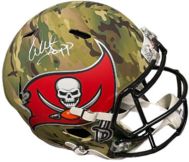 Warren Sapp Autographed Tampa Bay Buccaneers Speed Full Size Camo NFL Helmet- Schwartz Holo/COA-Powers Sports Memorabilia