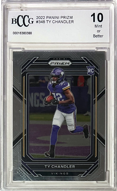 Ty Chandler 2022 Panini Prizm Rookie Card (RC) #348- BCCG Graded 10 Mint or Better (Minnesota Vikings)-Powers Sports Memorabilia