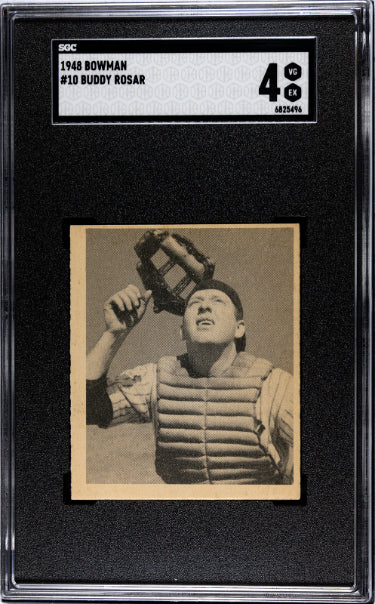 Buddy Rosar 1948 Bowman Baseball Card #10- SGC Graded 4 VG-EX (Philadelphia Athletics)-Powers Sports Memorabilia