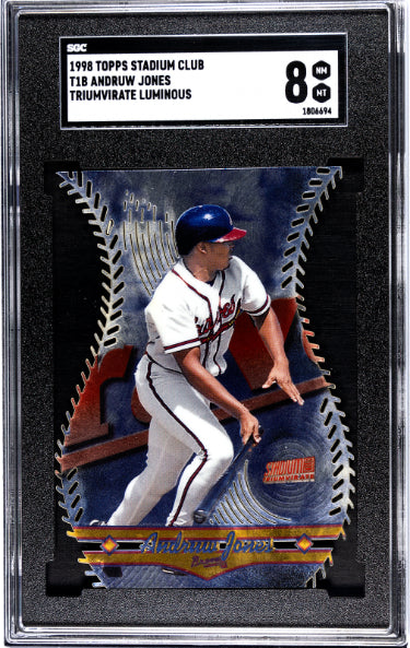 Andruw Jones 1998 Topps Stadium Club Triumvirate Luminous Card #T1B- SGC Graded 8 NM-MT (Atlanta Braves)-Powers Sports Memorabilia