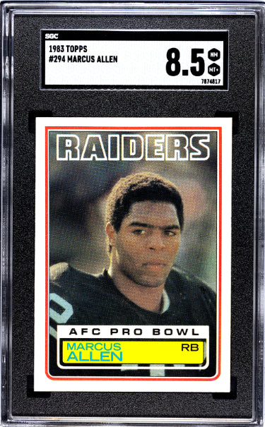 Marcus Allen 1983 Topps Rookie Card (RC) #294- SGC Graded 8.5 NM-MT+ (Los Angeles Raiders)-Powers Sports Memorabilia