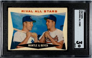 Mickey Mantle 1960 Topps Rival All Stars Card #160- SGC Graded 3 VG (New York Yankees/w/Ken Boyer/Cardinals)-Powers Sports Memorabilia