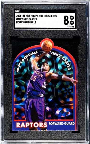 Vince Carter 2000-01 NBA Hoops Hot Prospects Originals Die-Cut Card #1H- SGC Graded 8 NM-MT (Toronto Raptors)-Powers Sports Memorabilia