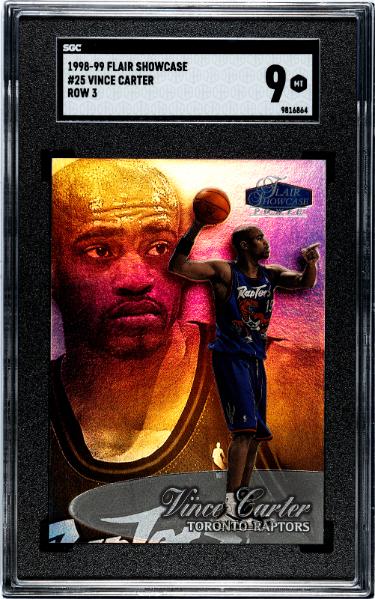 Vince Carter 1998-99 Flair Showcase Row 3 Rookie Card (RC) #25- SGC Graded 9 Mint (Toronto Raptors/Team USA Olympics)-Powers Sports Memorabilia