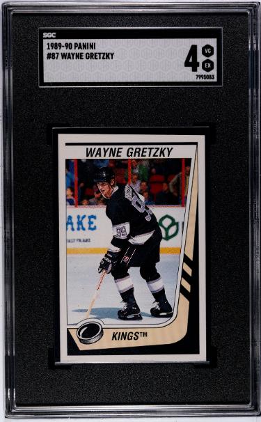 Wayne Gretzky 1989-90 Panini NHL Hockey Sticker/Card #87- SGC Graded 4 VG-EX (Los Angeles Kings/HOF)-Powers Sports Memorabilia