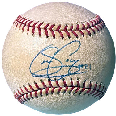 Sean Casey Autographed Official Rawlings Major League Baseball #21 toned- COA (Cincinnati Reds/3X All Star)-Powers Sports Memorabilia